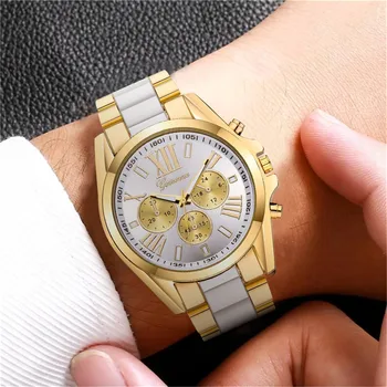 2021 Mens Aukso Atsitiktinis Kvarciniai Laikrodžiai Bicolor Plieno Juosta Chronometras Vyrų Prabangių Verslo Žiūrėti Žmogui Dovana Reloj Hombre