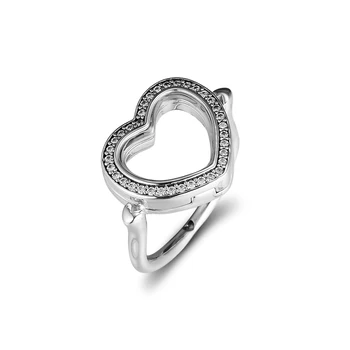 Autentiškas 925 Sterlingas Sidabro Žiedas Putojantis Plūduriuojantis Širdies Apranga Žiedai Moterys Šalis Vestuvių Papuošalai, Dovanos, Didmeninė anillos