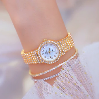 BS Diamond Mažas Ratukas Moterų Laikrodžiai, Prabangūs Aukščiausio Prekės ženklo Suknelė Priežastinis Kvarco Ponios Laikrodis kalnų krištolas Rose Gold Žiūrėti Moterims