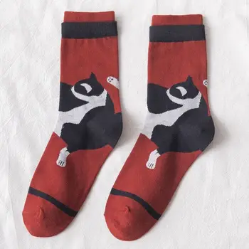 Korėjos stiliaus kojinės pavasarį ir rudenį moterų animacinių filmų kojinės atsitiktinis moterų kojinės laimingas cute kačių kojinės medvilnės kojinės