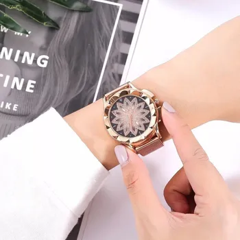 Moterų mados laikrodžiai 2021 Karšto pardavimo Ruda Paprastumo Mados Kietas Prabangus Diamond Dial Rrunning Ponios Kvarco Tinklelio Diržo Žiūrėti