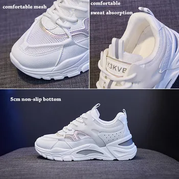 Moterų platforma Sneaker 2021 naujas mišrios spalvos kvėpuojantis akių sneaker moterų patogus, neslidus platforma atsitiktinis batų