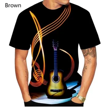 Muzikos t-shirt vasaros naują 3D Muzikinis elementas spausdinti marškinėliai vyrų/moterų Mados Harajuku streetwear gitara spausdinti marškinėlius viršų