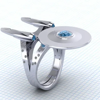 Naujų Kūrybinių Starship Iniciatyvus žiedas Europos ir Amerikos kino ir televizijos kino Žvaigždė sidabro padengtą vyrų žiedas papuošalai