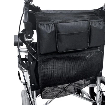 Nešiojamieji neįgaliųjų Vežimėlio Pusėje Kabo Saugojimo Krepšys su Dviem Sagtys ir Dirželiai