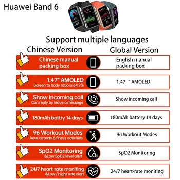 Smart Žiūrėti Huawei Juosta 6 Band6 Originalus SpO2 BT5.0 1.47