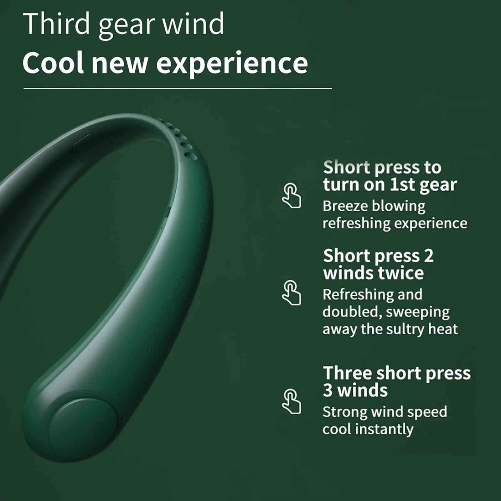 Kaklo Kabo Ventiliatorius 360 Laipsnių Sukimosi USB Įkrovimo 3 Vėjo Greitis Reguliuojamas Rankų Bladeless Nešiojami Aušintuvas 0