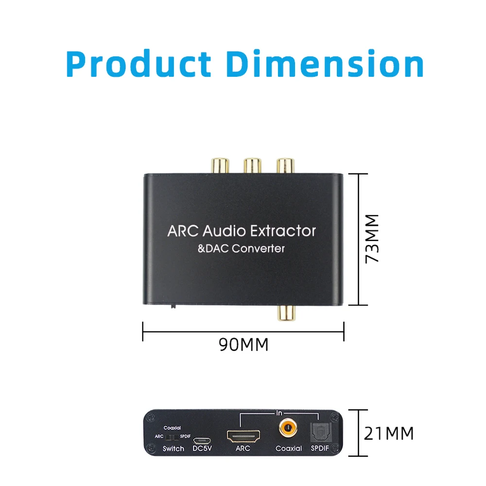 KBTBlack ARC Garso Plokštę su HDMI suderinamų Garso Išgavimas Skaitmeninio į Analoginį Keitiklis DAC SPDIF Koaksialinis RCA Išėjimo Lizdas 1