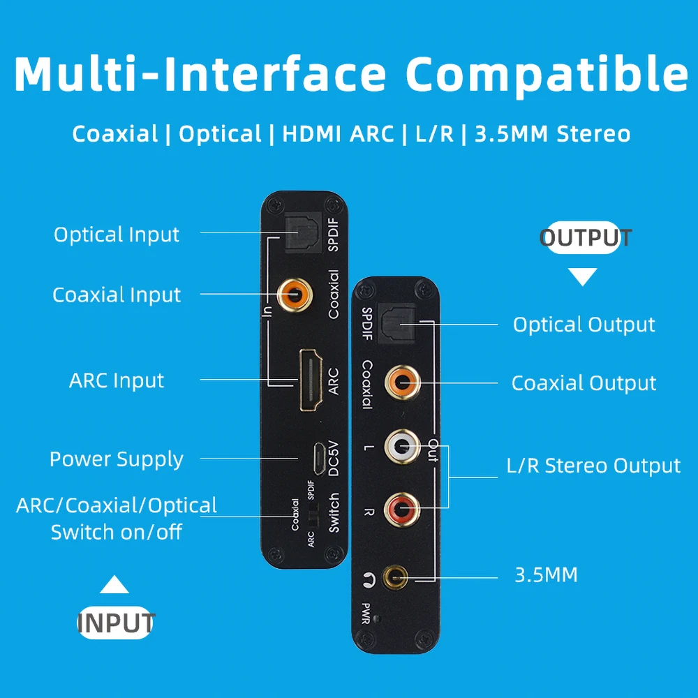 KBTBlack ARC Garso Plokštę su HDMI suderinamų Garso Išgavimas Skaitmeninio į Analoginį Keitiklis DAC SPDIF Koaksialinis RCA Išėjimo Lizdas 5
